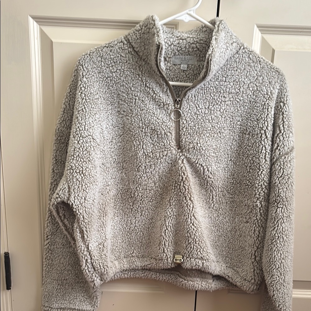 Cozy Gray Sherpa Jacket